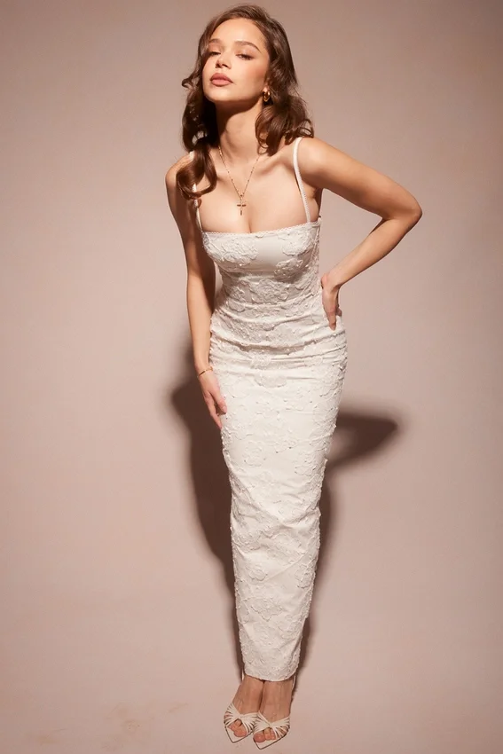 Eva White Floral Lace Maxi Dress Eva White Floral Lace Maxi Dress