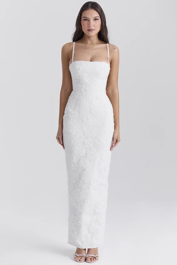 Eva White Floral Lace Maxi Dress Eva White Floral Lace Maxi Dress