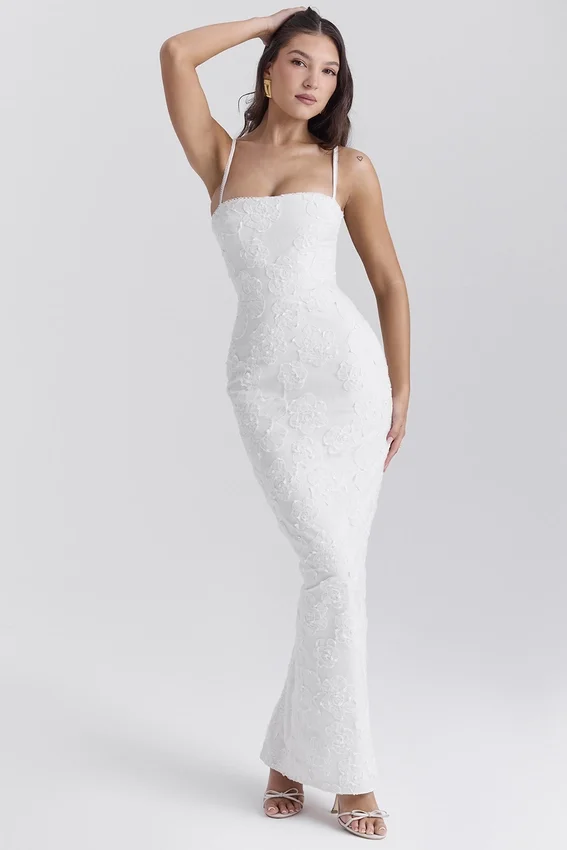 Eva White Floral Lace Maxi Dress Eva White Floral Lace Maxi Dress