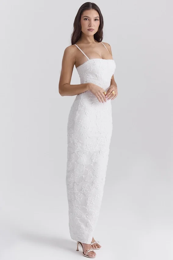 Eva White Floral Lace Maxi Dress Eva White Floral Lace Maxi Dress