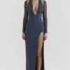 Evangelina Slate Plunge Maxi Dress Evangelina Slate Plunge Maxi Dress