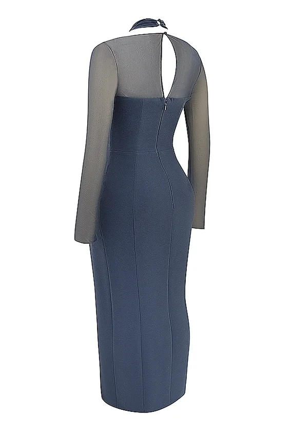 Evangelina Slate Plunge Maxi Dress Evangelina Slate Plunge Maxi Dress