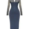 Evangelina Slate Plunge Maxi Dress Evangelina Slate Plunge Maxi Dress