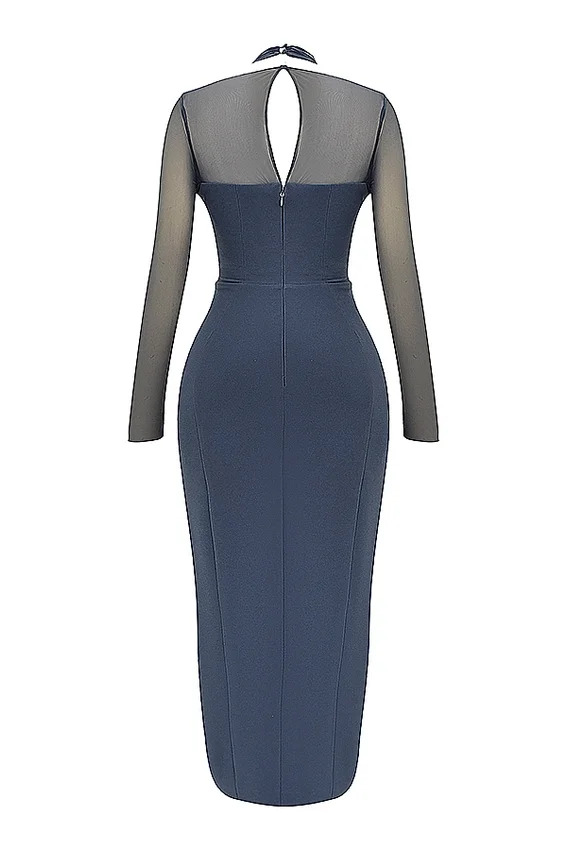 Evangelina Slate Plunge Maxi Dress Evangelina Slate Plunge Maxi Dress