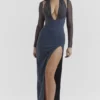 Evangelina Slate Plunge Maxi Dress Evangelina Slate Plunge Maxi Dress