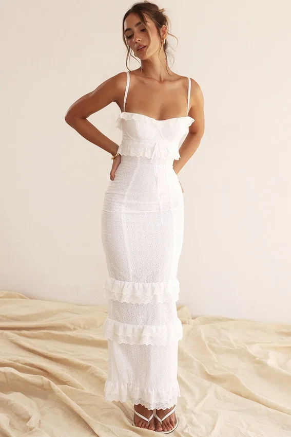 Eve White Broderie Maxi Dress Eve White Broderie Maxi Dress