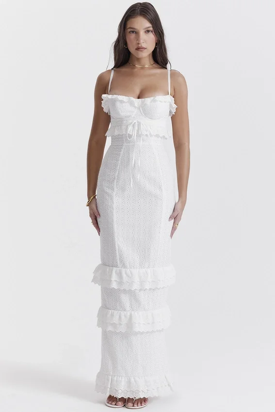Eve White Broderie Maxi Dress Eve White Broderie Maxi Dress