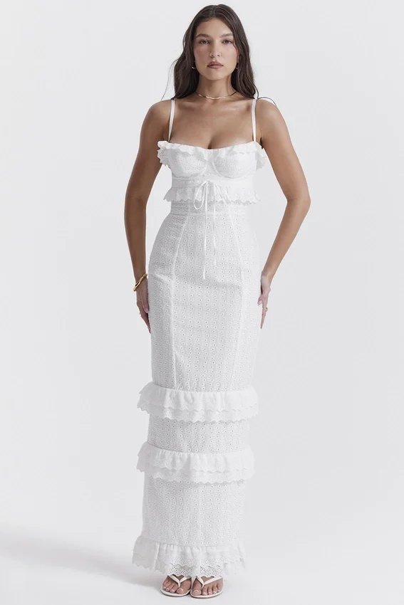 Eve White Broderie Maxi Dress Eve White Broderie Maxi Dress