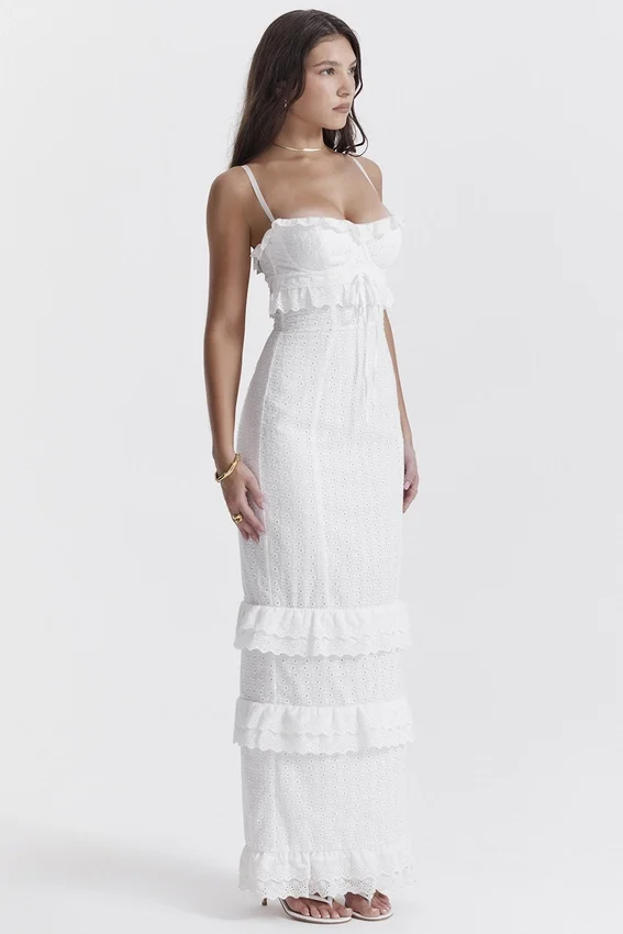 Eve White Broderie Maxi Dress Eve White Broderie Maxi Dress