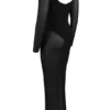 Everly Black Mesh Maxi Dress with Bodysuit