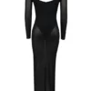 Everly Black Mesh Maxi Dress with Bodysuit