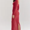 Everly Holly Red Mesh Maxi Dress with Bodysuit