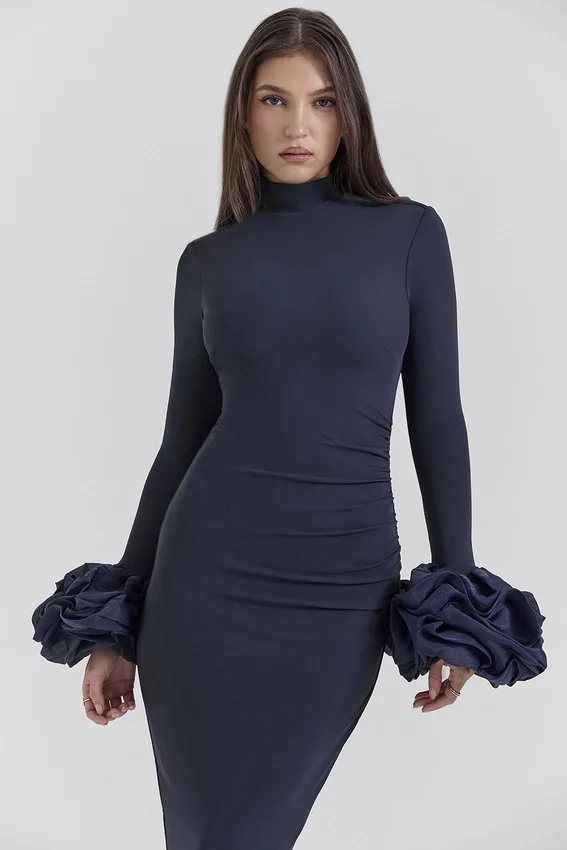Fabienne Midnight Ruffle Sleeve Maxi Dress Fabienne Midnight Ruffle Sleeve Maxi Dress