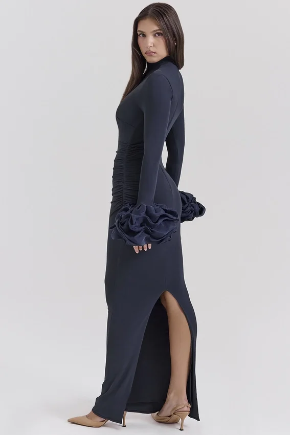 Fabienne Midnight Ruffle Sleeve Maxi Dress Fabienne Midnight Ruffle Sleeve Maxi Dress