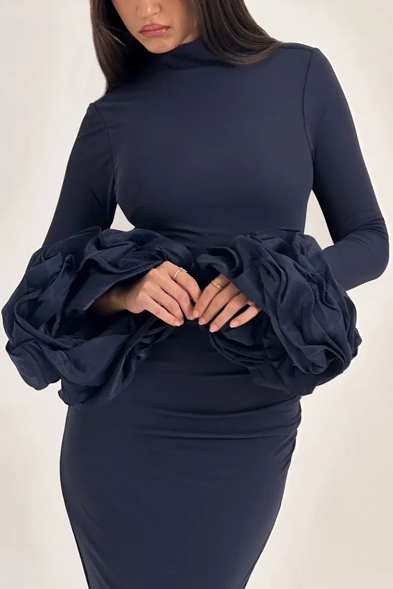 Fabienne Midnight Ruffle Sleeve Maxi Dress Fabienne Midnight Ruffle Sleeve Maxi Dress