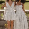 Fabrizia White Bluebell Print Corset Mini Dress Fabrizia White Bluebell Print Corset Mini Dress
