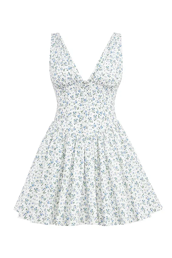 Fabrizia White Bluebell Print Corset Mini Dress Fabrizia White Bluebell Print Corset Mini Dress