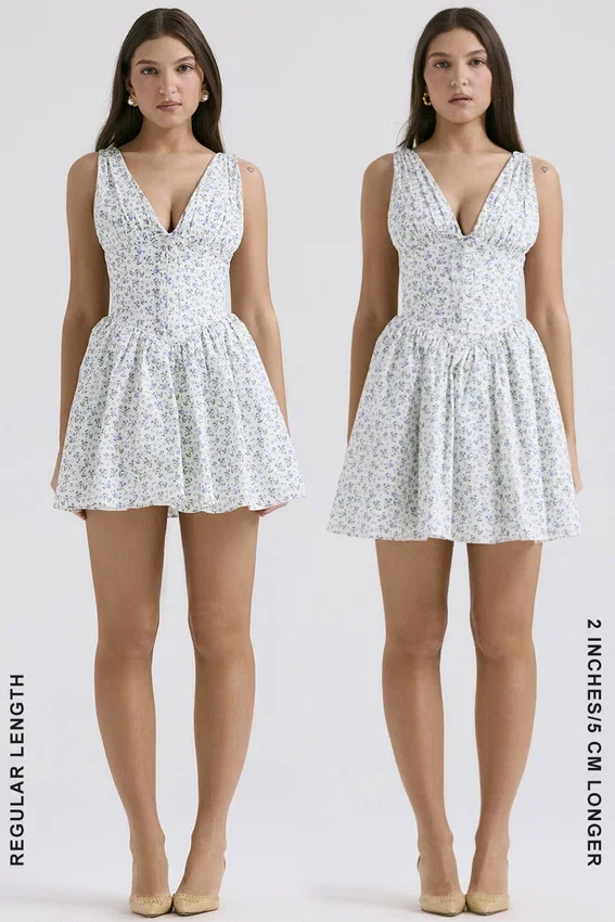 Fabrizia White Bluebell Print Corset Mini Dress Fabrizia White Bluebell Print Corset Mini Dress