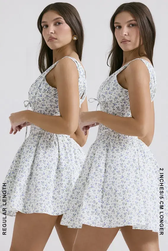 Fabrizia White Bluebell Print Corset Mini Dress Fabrizia White Bluebell Print Corset Mini Dress