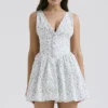 Fabrizia White Bluebell Print Corset Mini Dress Fabrizia White Bluebell Print Corset Mini Dress