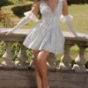 Fabrizia White Bluebell Print Corset Mini Dress Fabrizia White Bluebell Print Corset Mini Dress