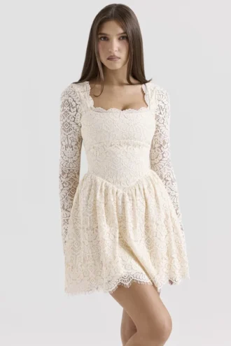 Fae Cream Lace Long Sleeve Mini Dress Fae Cream Lace Long Sleeve Mini Dress