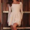 Fae Cream Lace Long Sleeve Mini Dress