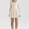 Fae Cream Lace Long Sleeve Mini Dress