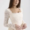 Fae Cream Lace Long Sleeve Mini Dress