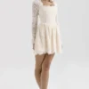 Fae Cream Lace Long Sleeve Mini Dress