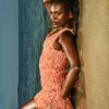 Faena Sorbet Plunge Floral Appliqué Mini Dress Faena Sorbet Plunge Floral Appliqué Mini Dress