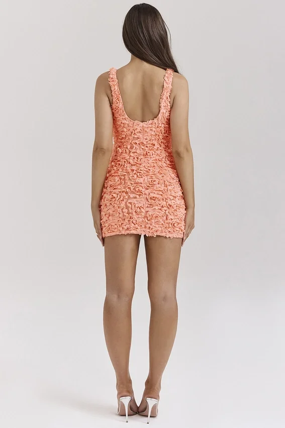 Faena Sorbet Plunge Floral Appliqué Mini Dress Faena Sorbet Plunge Floral Appliqué Mini Dress