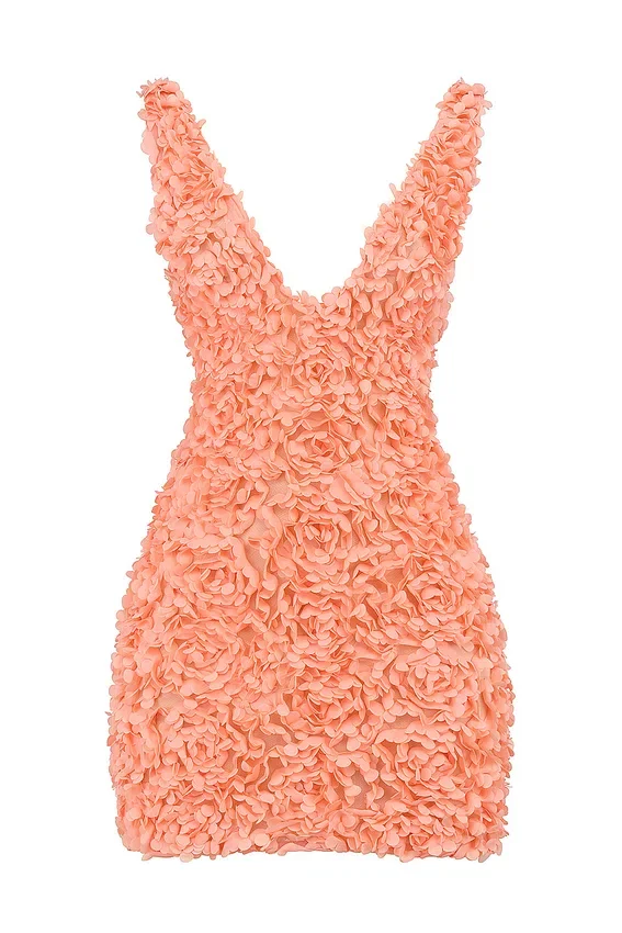 Faena Sorbet Plunge Floral Appliqué Mini Dress Faena Sorbet Plunge Floral Appliqué Mini Dress