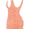 Faena Sorbet Plunge Floral Appliqué Mini Dress Faena Sorbet Plunge Floral Appliqué Mini Dress