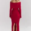 Faith Holly Red Cashmere Blend Midi Skirt Faith Holly Red Cashmere Blend Midi Skirt
