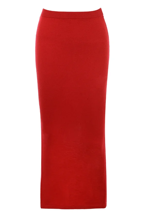Faith Holly Red Cashmere Blend Midi Skirt Faith Holly Red Cashmere Blend Midi Skirt