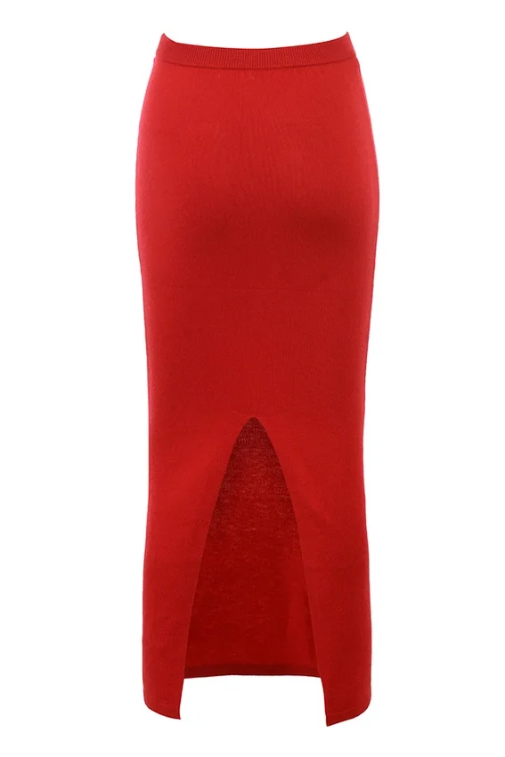 Faith Holly Red Cashmere Blend Midi Skirt Faith Holly Red Cashmere Blend Midi Skirt