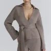 Fallon Taupe Wool Wrap Contour Jacket