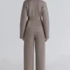 Fallon Taupe Wool Wrap Contour Jacket