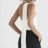 Farrah Ivory Satin Wrap Neck Bodysuit