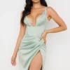 Faye Pistachio Satin Corset Midi Dress Faye Pistachio Satin Corset Midi Dress