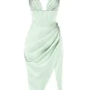 Faye Pistachio Satin Corset Midi Dress Faye Pistachio Satin Corset Midi Dress