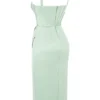 Faye Pistachio Satin Corset Midi Dress Faye Pistachio Satin Corset Midi Dress