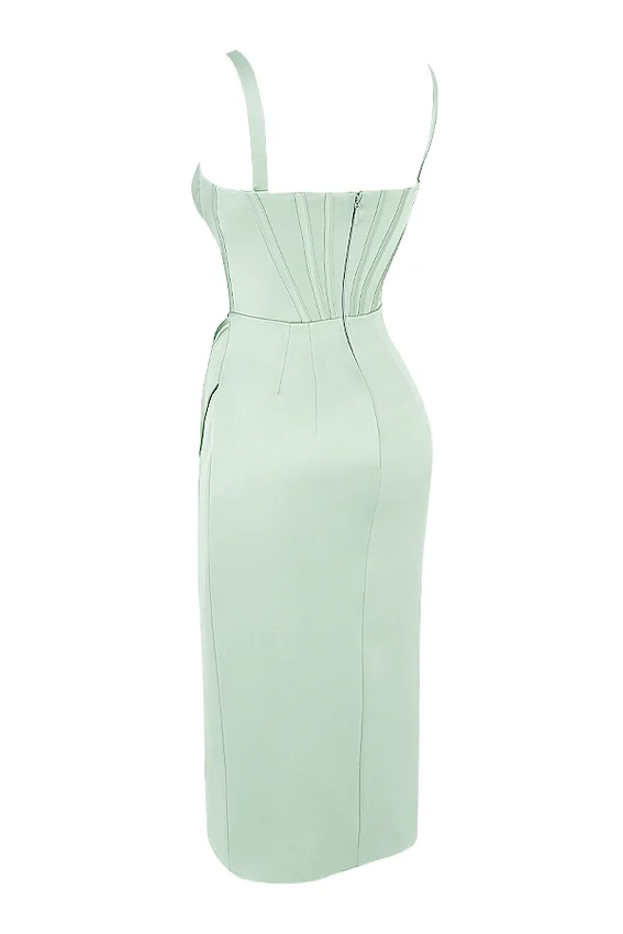 Faye Pistachio Satin Corset Midi Dress Faye Pistachio Satin Corset Midi Dress