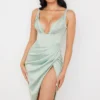 Faye Pistachio Satin Corset Midi Dress Faye Pistachio Satin Corset Midi Dress