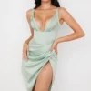 Faye Pistachio Satin Corset Midi Dress Faye Pistachio Satin Corset Midi Dress