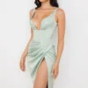 Faye Pistachio Satin Corset Midi Dress Faye Pistachio Satin Corset Midi Dress