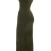 Fayette Khaki Soft Fluffy Knit Maxi Dress
