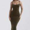 Fayette Khaki Soft Fluffy Knit Maxi Dress