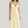 Felicity Butter Yellow Satin Bias Cut Midi Dress Felicity Butter Yellow Satin Bias Cut Midi Dress